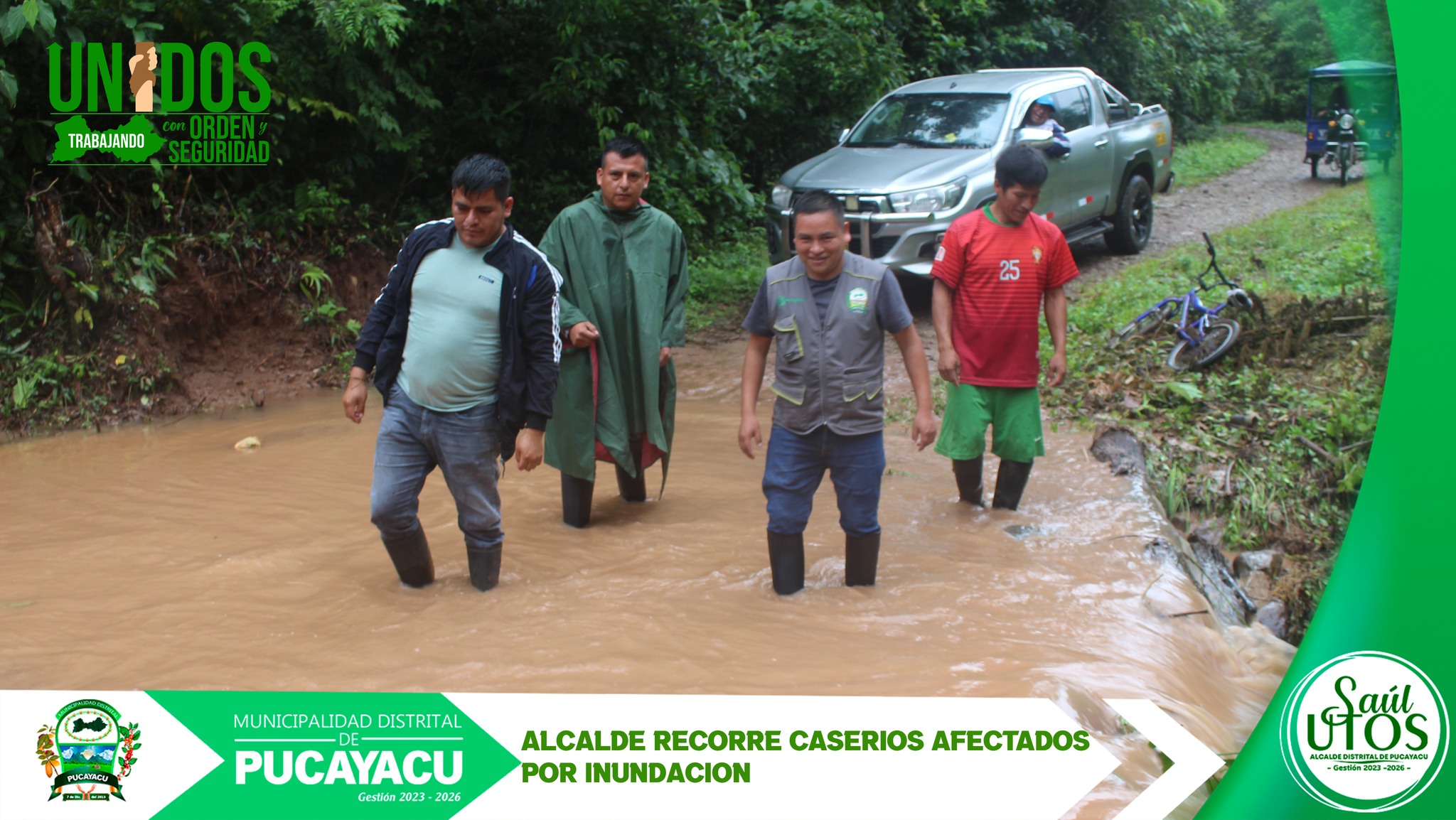 ALCALDE RECORRE ALGUNOS CASERÍOS INUNDADOS POR LLUVIAS
