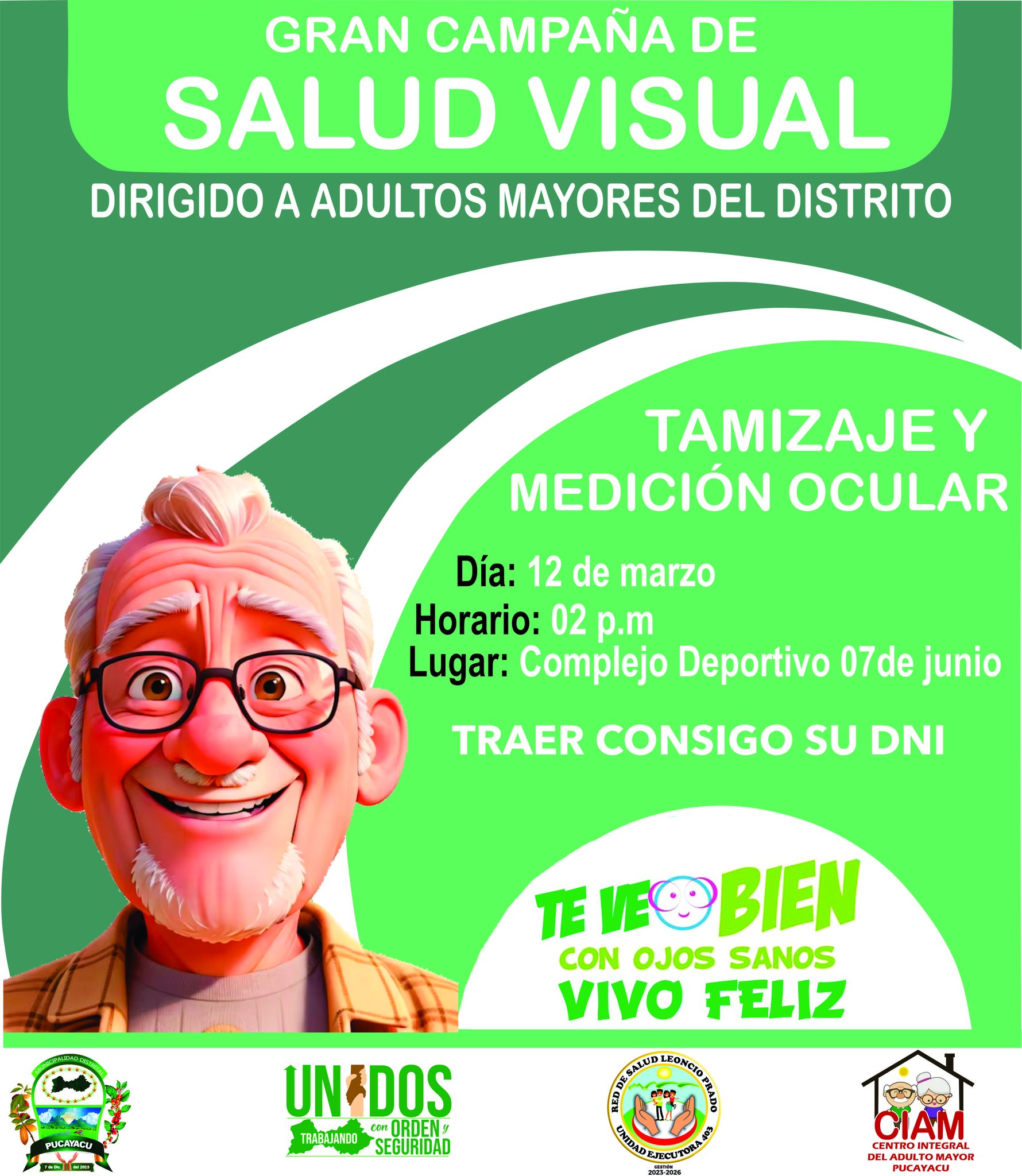 Municipalidad Distrital de Pucayacu – Municipalidad realiza campaña de Salud Ocular a los adultos mayores del CIAM.