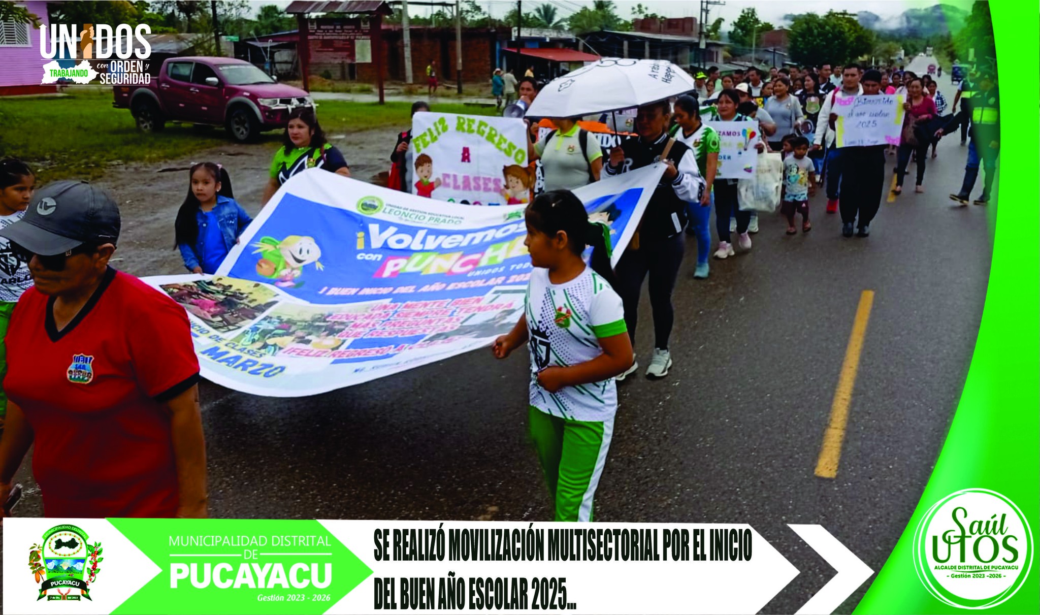 Municipalidad Distrital de Pucayacu – Movilización Multisectorial por el Buen Inicio del Año Escolar 2025.