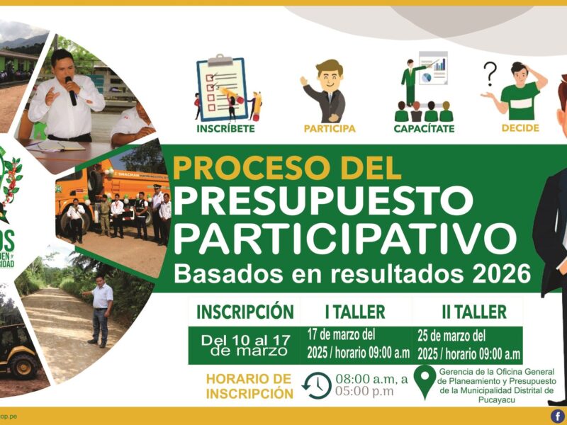 Municipalidad Distrital de Pucayacu – Proceso del Presupuesto Participativo Basado en Resultados 2026.