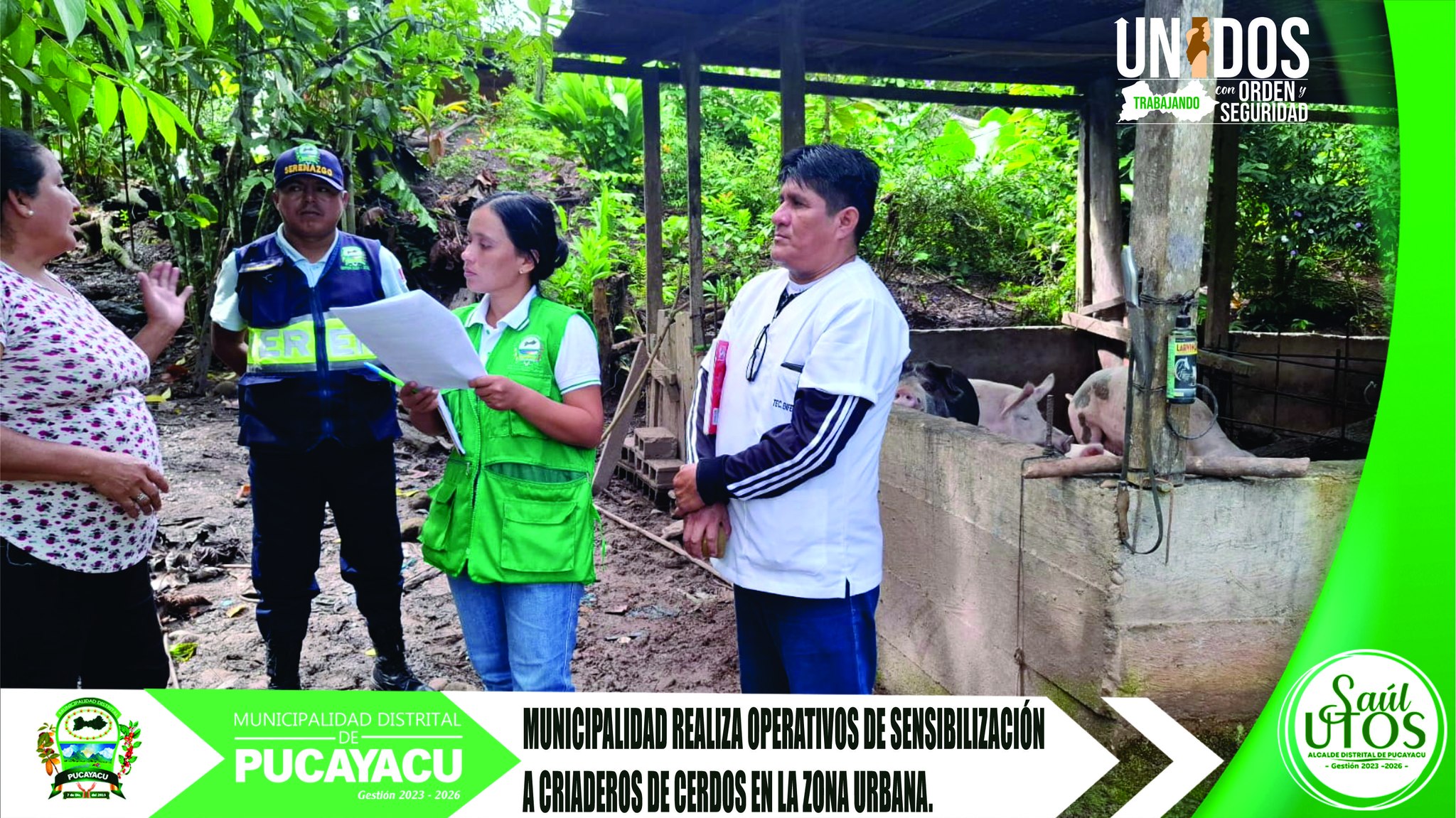 Municipalidad Distrital de Pucayacu – MDP supervisa y exhorta a criadores de cerdos.