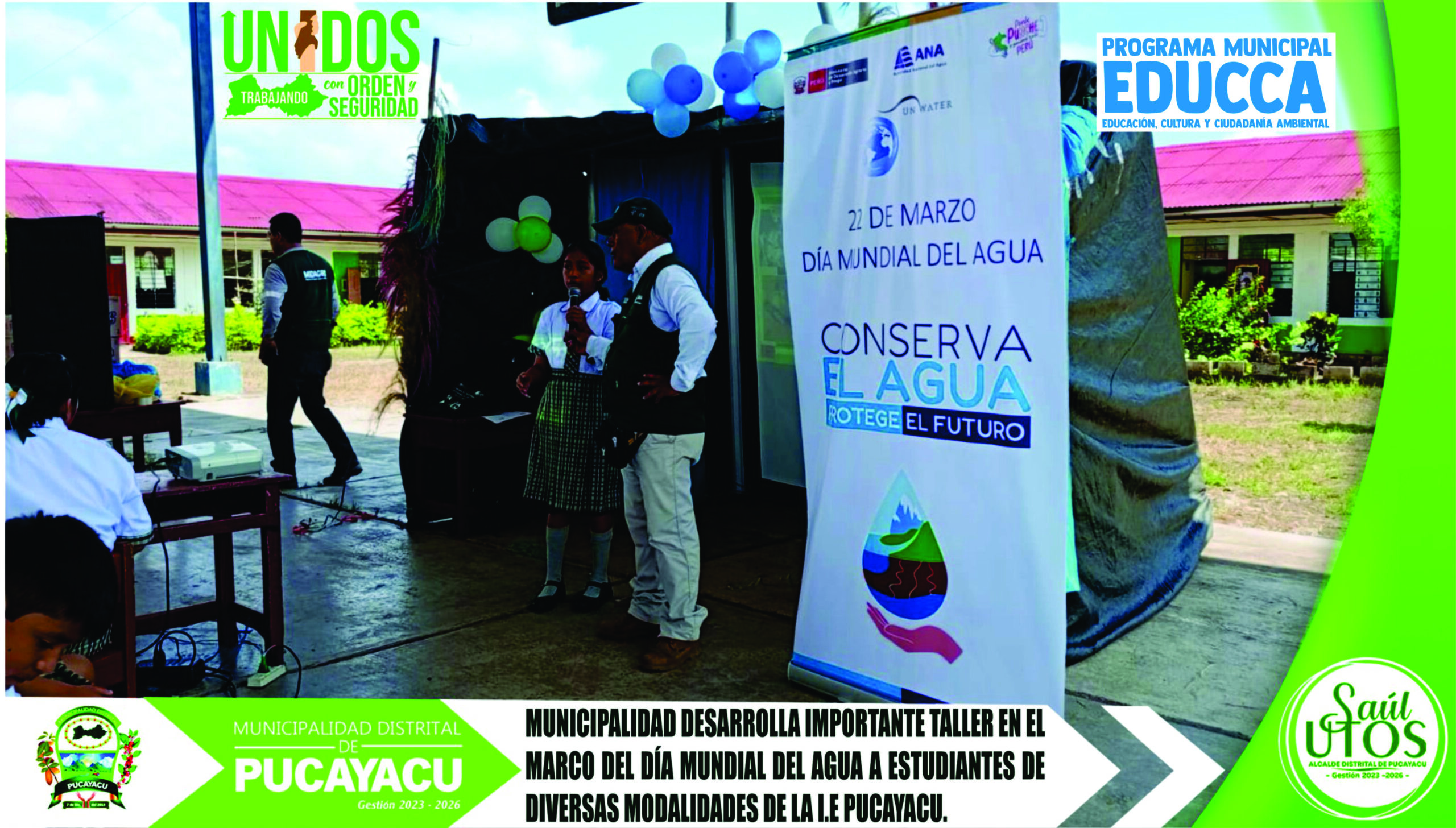 Municipalidad Distrital de Pucayacu – Con éxito se desarrolló importante taller de sensibilización en el marco del Día Mundial de Agua en la I.E Pucayacu.