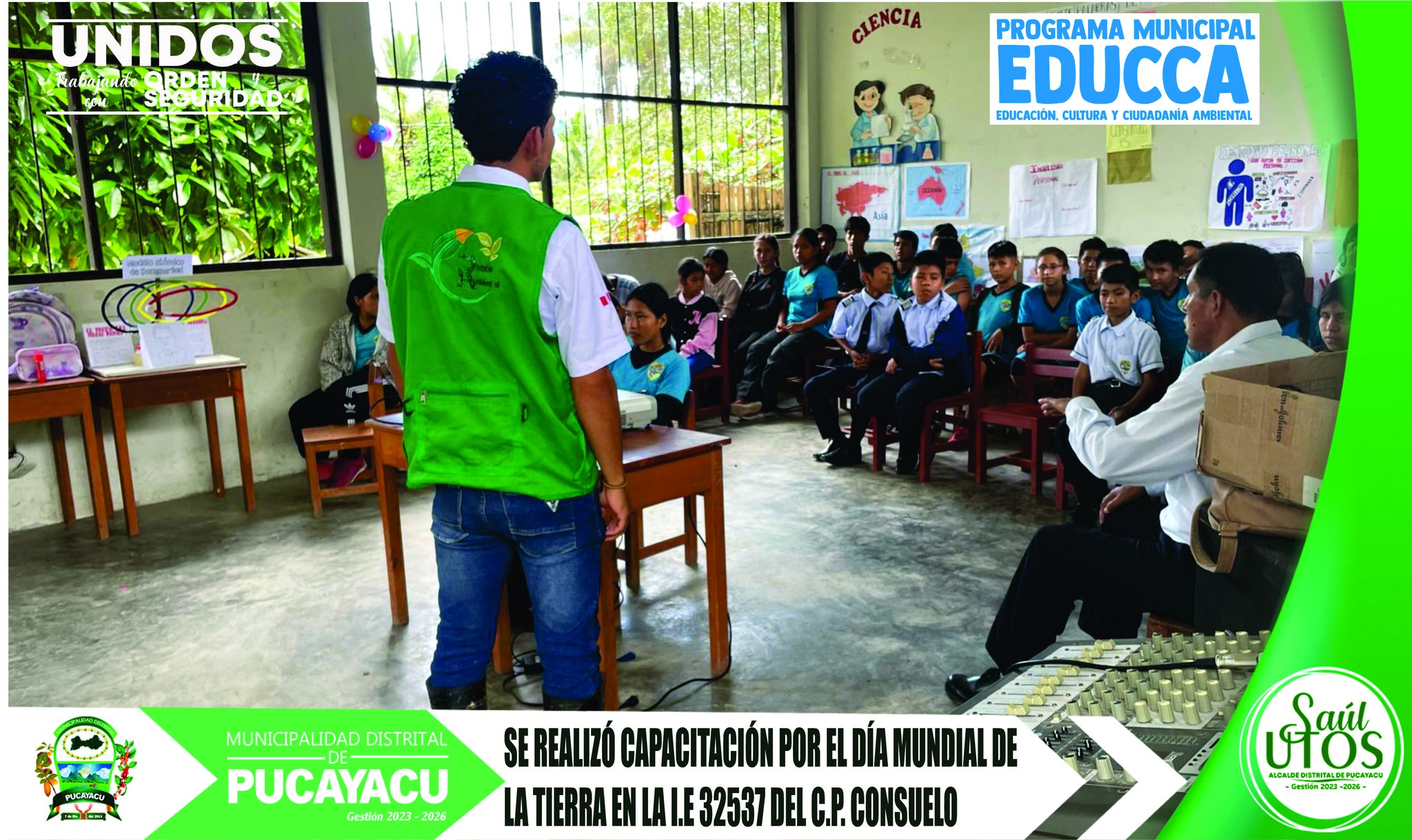 Municipalidad Distrital de Pucayacu – Taller de sensibilización sobre el día mundial de la tierra, con estudiantes de la I.E 32537del C.P de Consuelo.