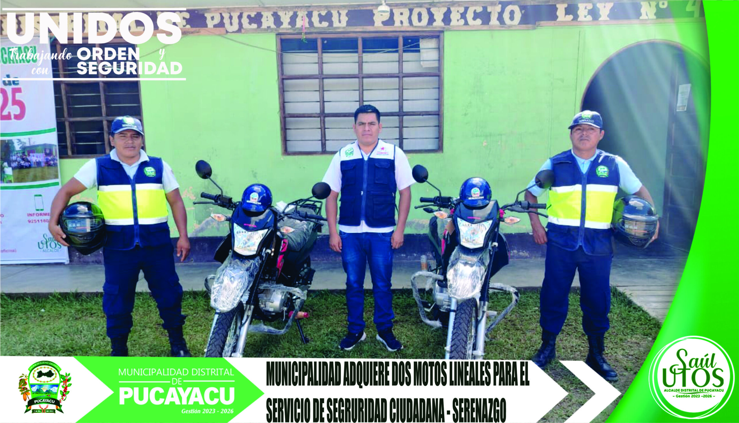 Municipalidad Distrital de Pucayacu – Se implementó con 2 motos lineales nuevas a Serenazgo