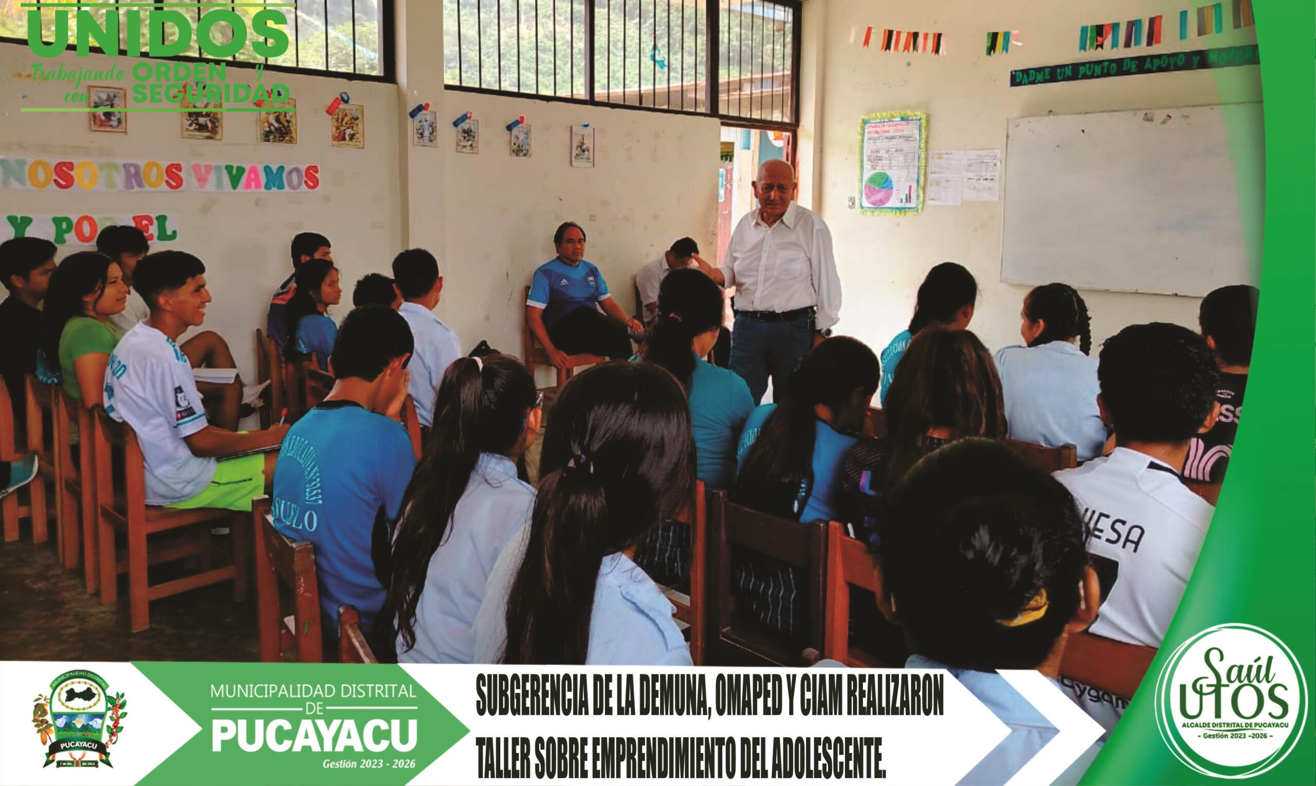 Municipalidad Distrital de Pucayacu – Subgerencia de DEMUNA, OMAPED y CIAM realizan Taller «Emprendimiento en Adolescentes» para alumnos de la I.E N° 32537 del C.P Consuelo.