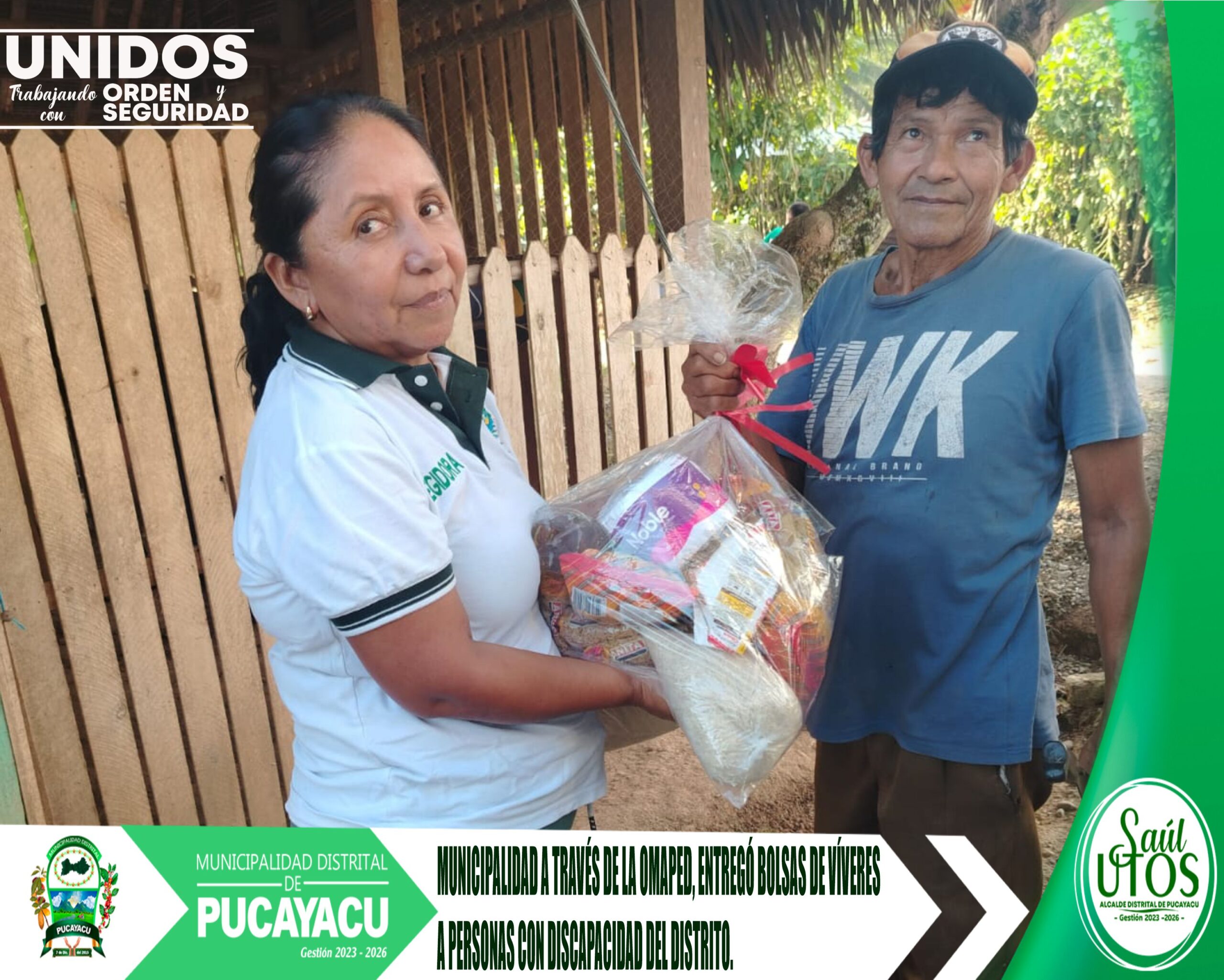 Municipalidad Distrital de Pucayacu – Municipalidad Entrega bolsa de víveres a PERSONAS CON DISCAPACIDAD.