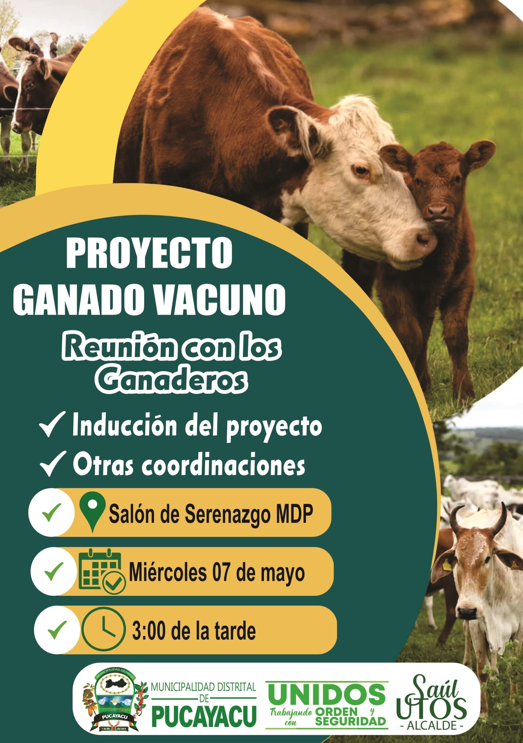 Municipalidad Distrital de Pucayacu – Atención, Invitación para ganaderos.