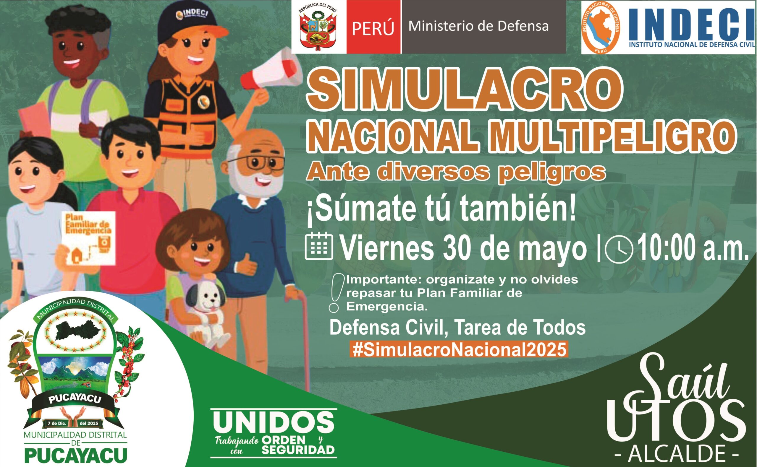 Municipalidad Distrital de Pucayacu – Municipalidad coordina acciones para Simulacro Nacional Multipeligro 2025.