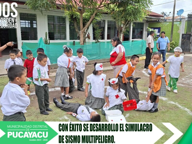 Municipalidad Distrital de Pucayacu – Con éxito se desarrolló el Simulacro de Sismo en la I.E Pucayacu.