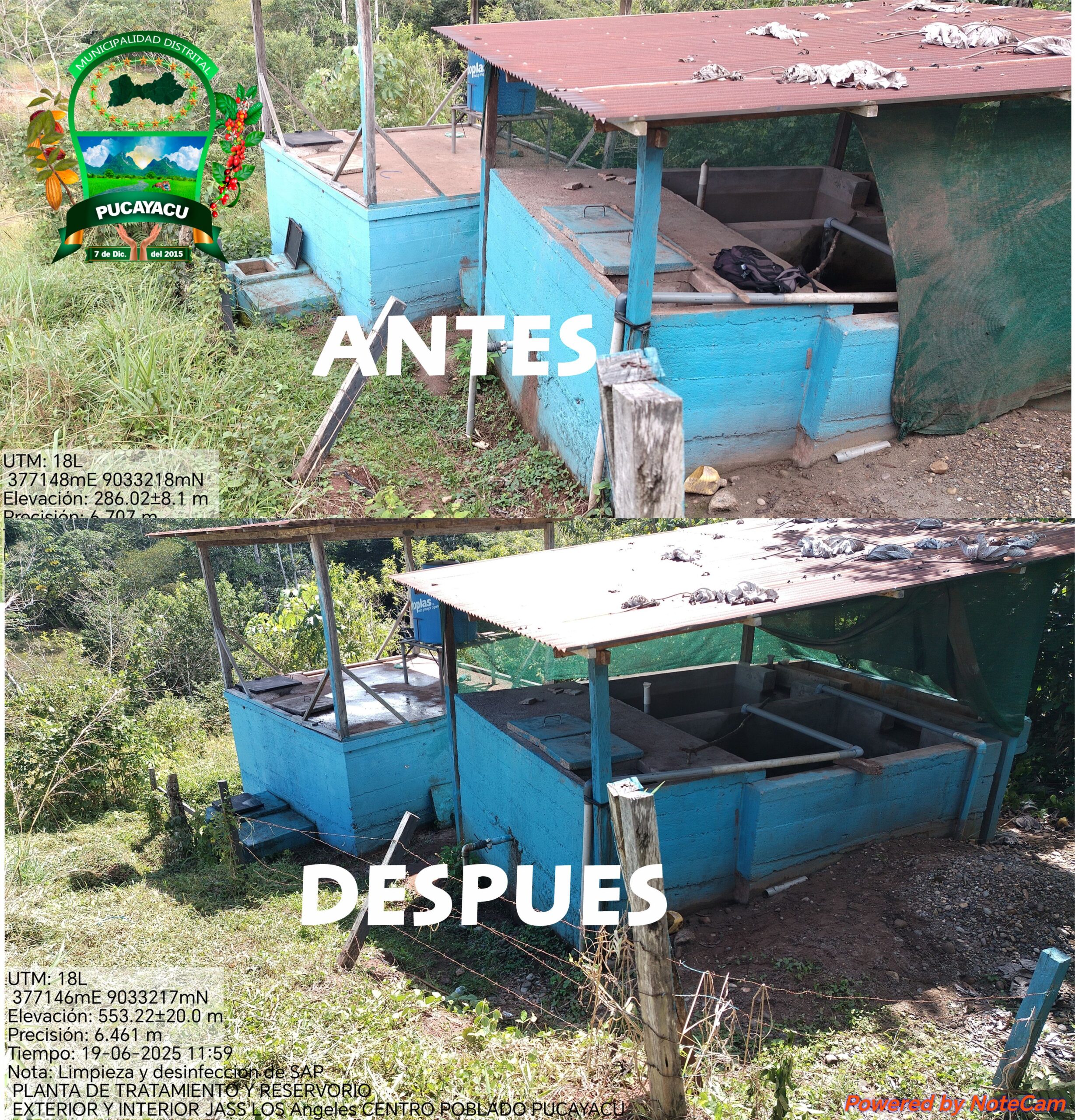 Municipalidad Distrital de Pucayacu – Subgerencia de Servicios de Saneamientos y Jass los Ángeles realizan limpieza y desinfección del sistema de agua potable.